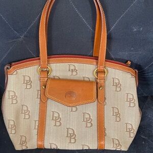 Dooney & Bourke Beige and Cognac Shoulder Bag